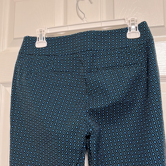 Loft Marisa Teal Blue Black Diamond Ankle Pants Side Zip Size 2 - Picture 5 of 7